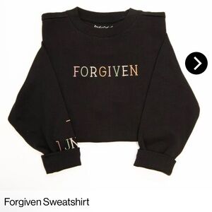 New 3X Christian Forgiven Embroidered Black Sweatshirt